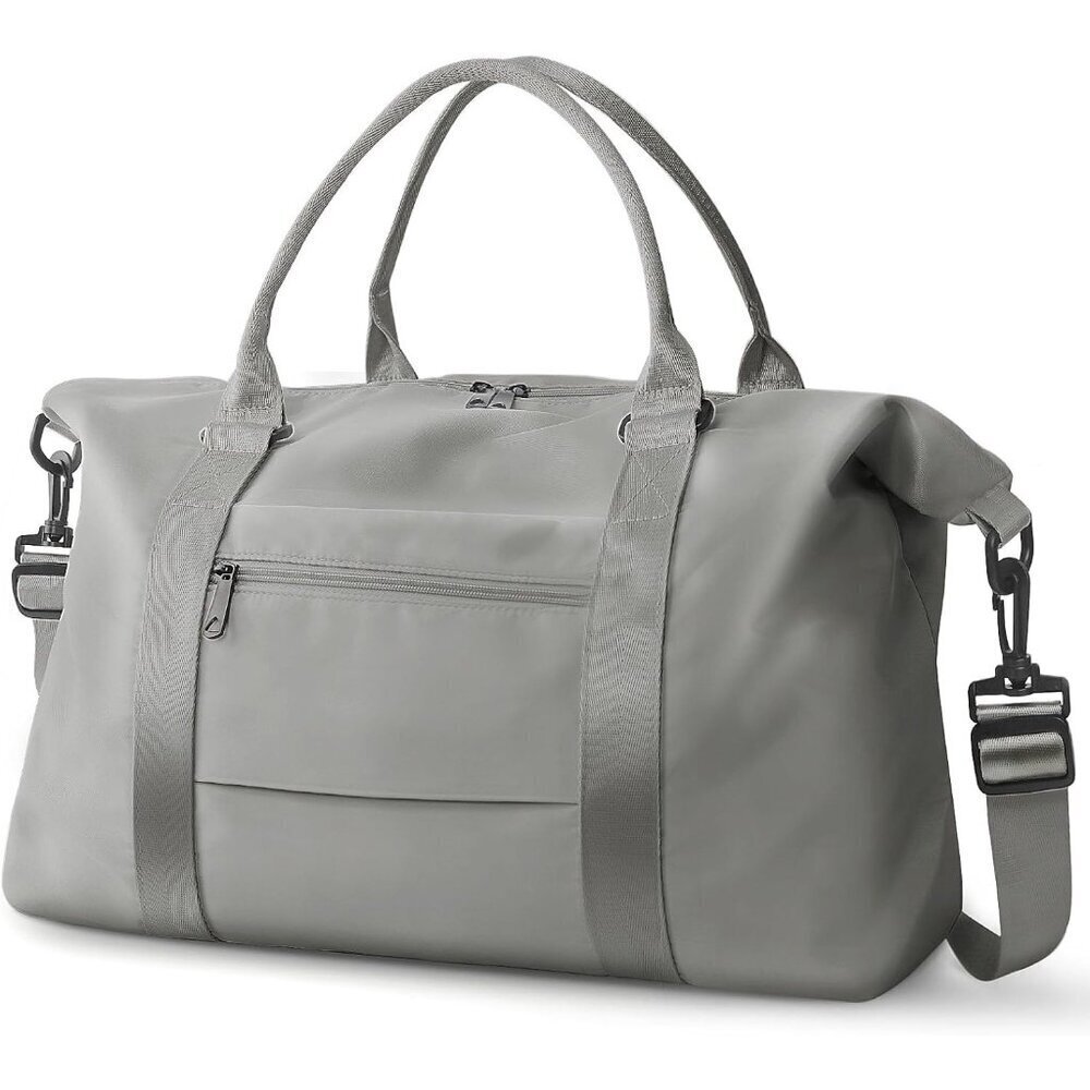 Women Men Grey Waterproof Carry On Tote Travel Duffle Bag with Trolley Sleeve